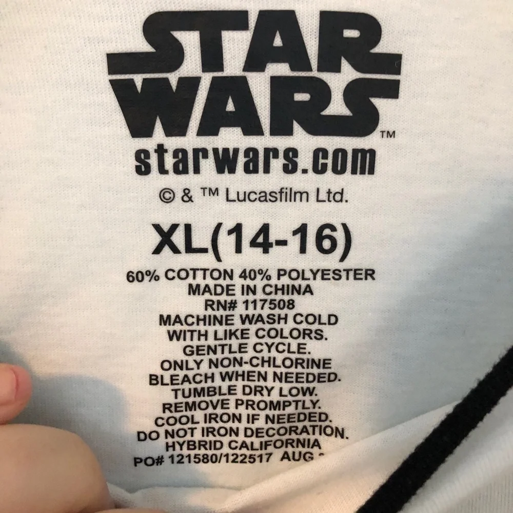 Star Wars Black & White “May the Force Be With You” Long Sleeve Top Size XL